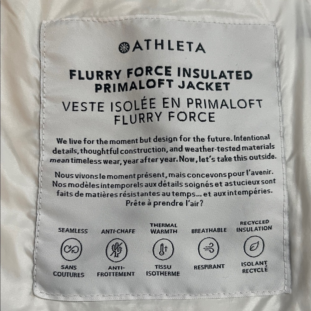 Flurry Force Insulated Primaloft Jacket Sz M White - image 8